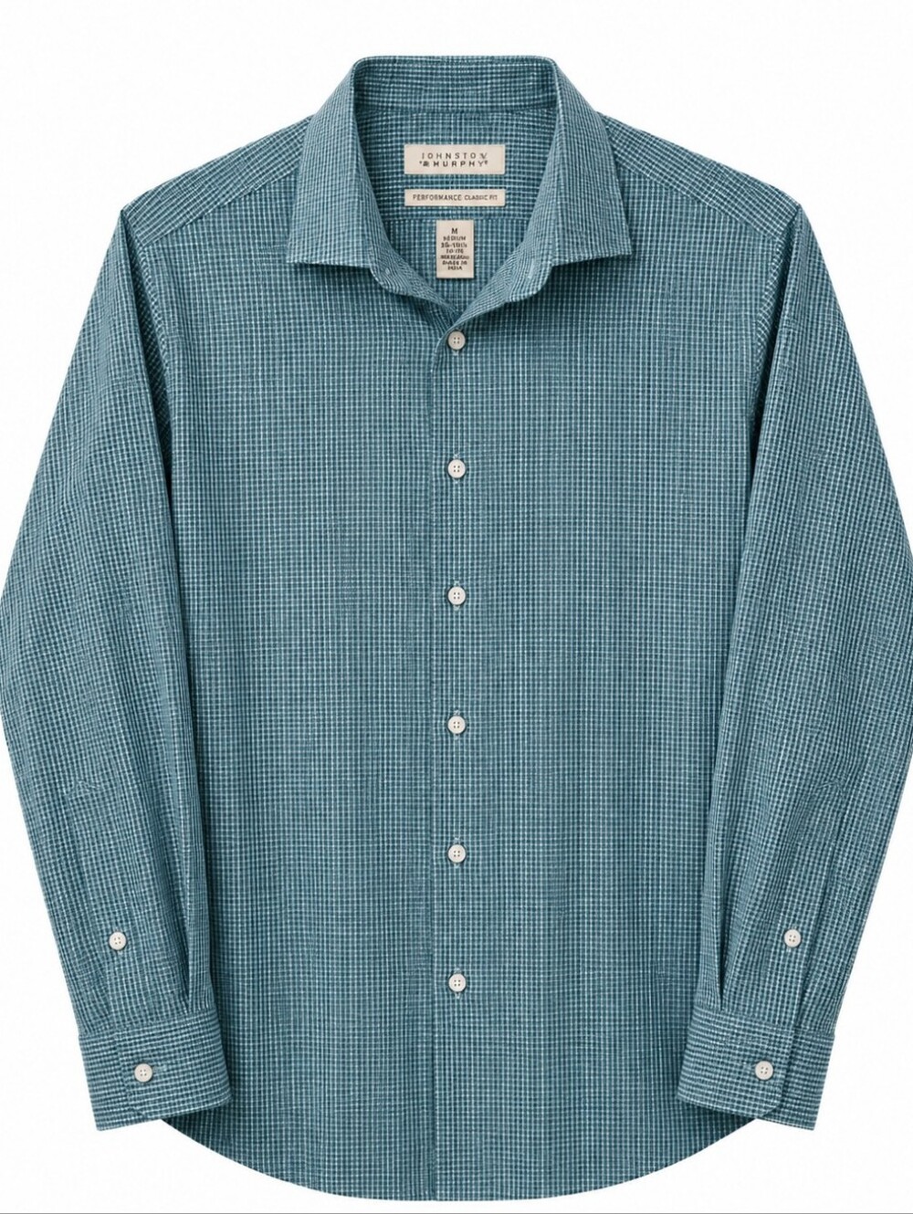 Perry Ellis Teal Micro-Check Dress Shirt Slim Fit 17.5 L/G